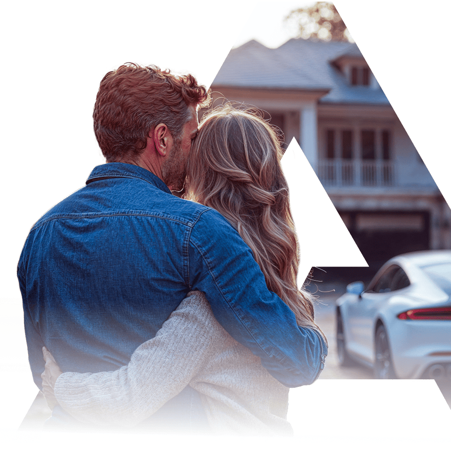 happy family with expensive car